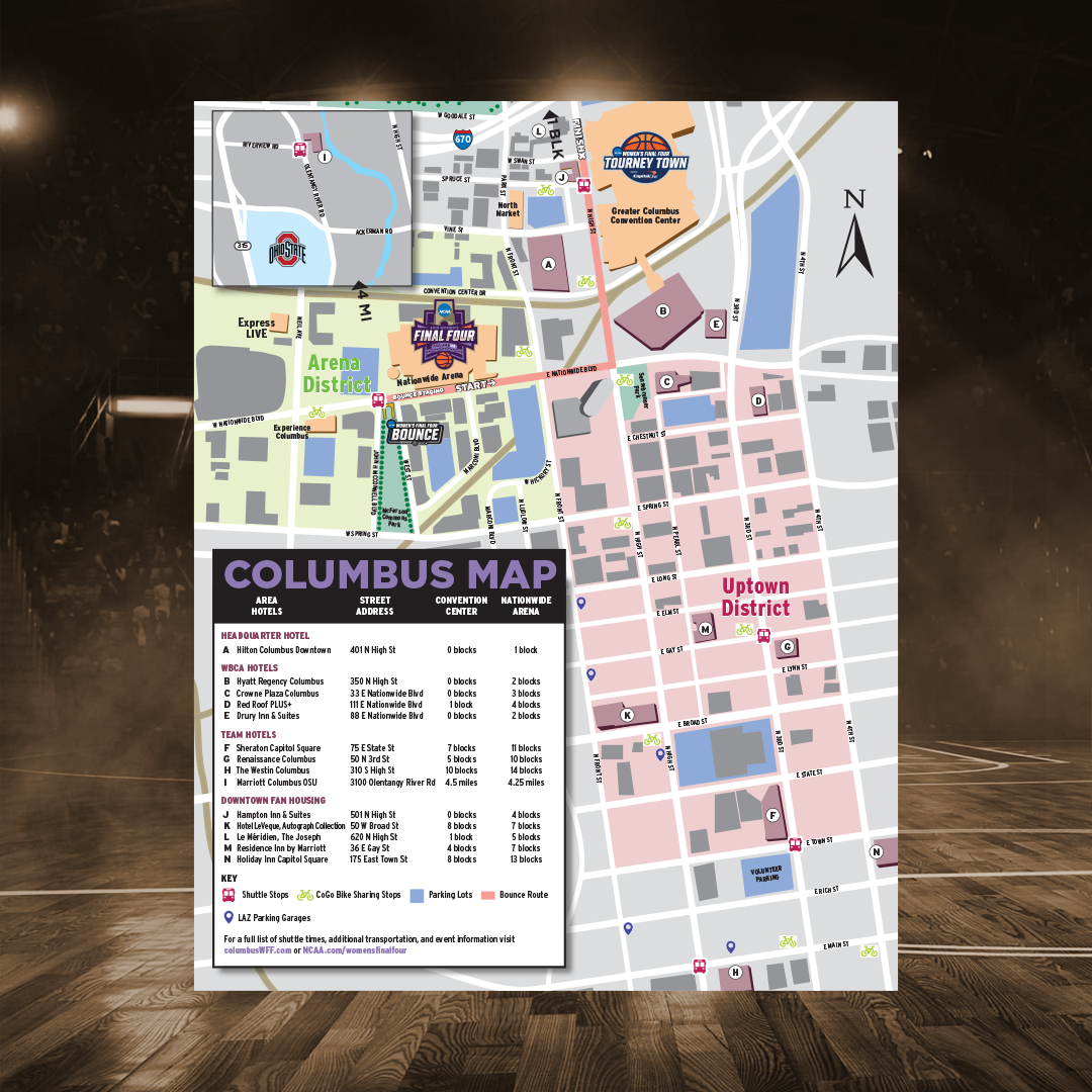 2018 NCAA Women's Final Four Map