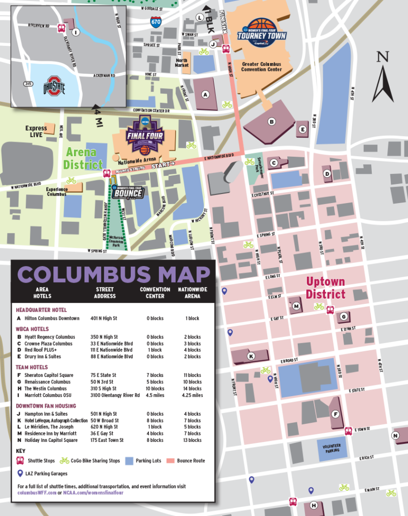 2018 NCAA Women's Final Four - Columbus Map